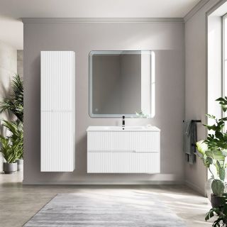 База под раковину Cezares подвесная с двумя выкатными ящиками, Bianco Lucido, 900x457x500, DUET-N-900-2C-SO-BL